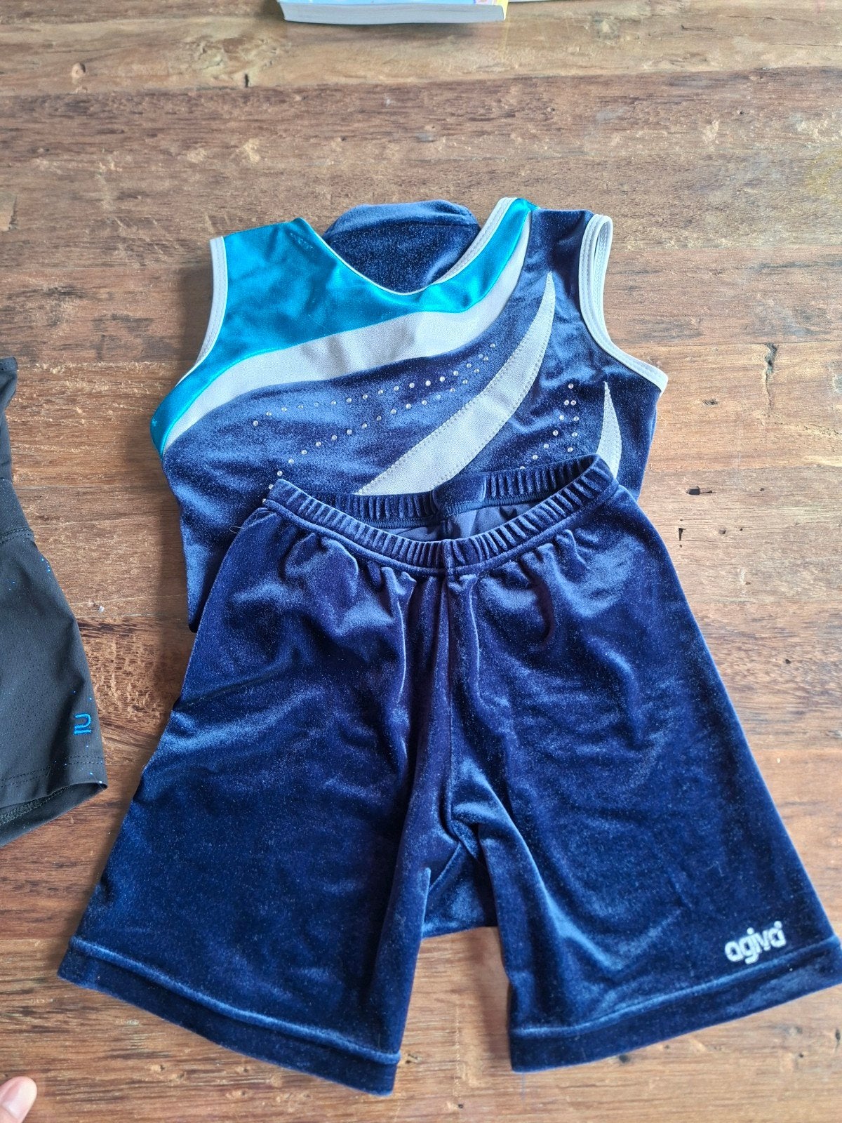 Agiva turnpakje met broekje -, Sport en Fitness, Turnen, Ophalen of Verzenden, Zo goed als nieuw, Blauw, Overige typen