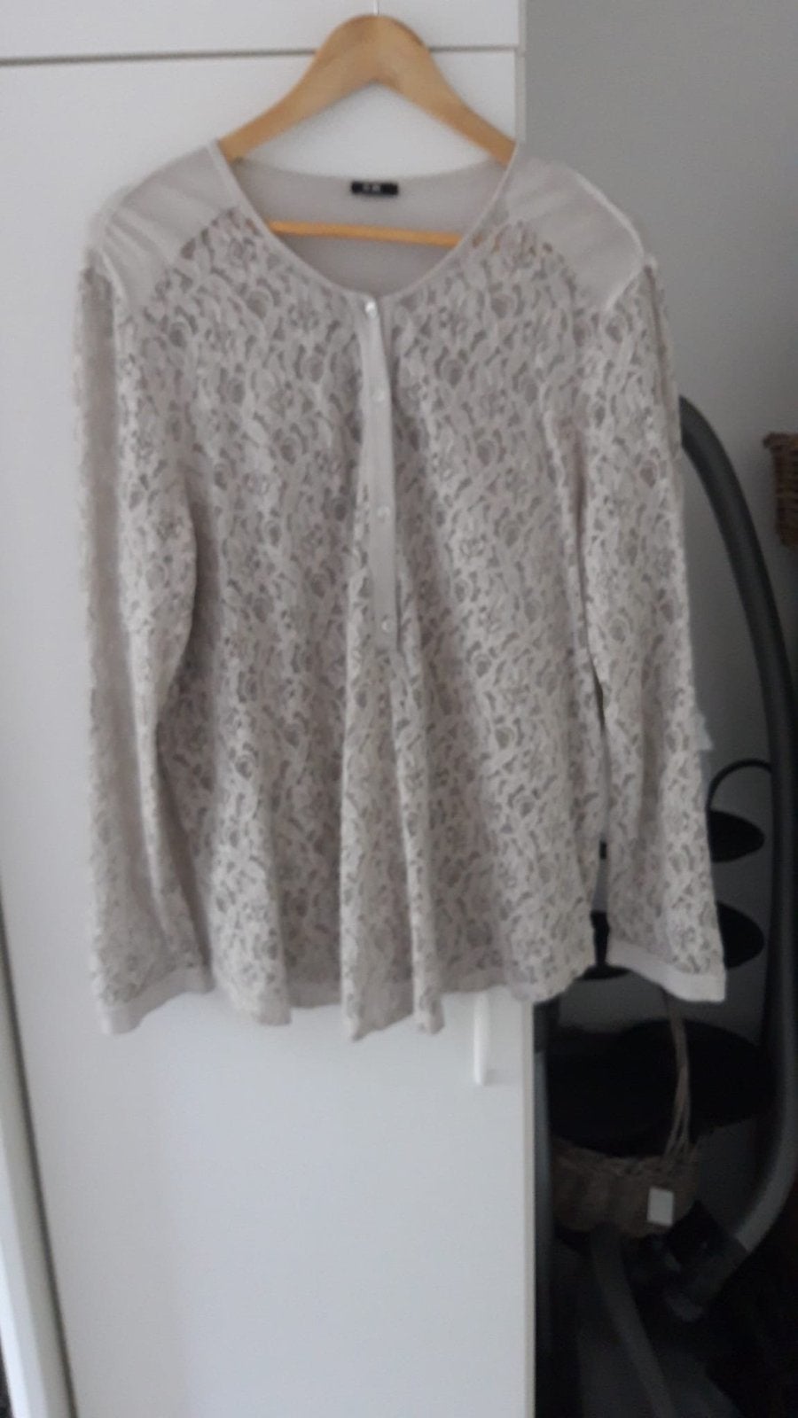 Gerry Weber Beige Blouse met Open Kant - Maat 46, Ophalen of Verzenden, Gedragen, Maat 46/48 (XL) of groter, Beige