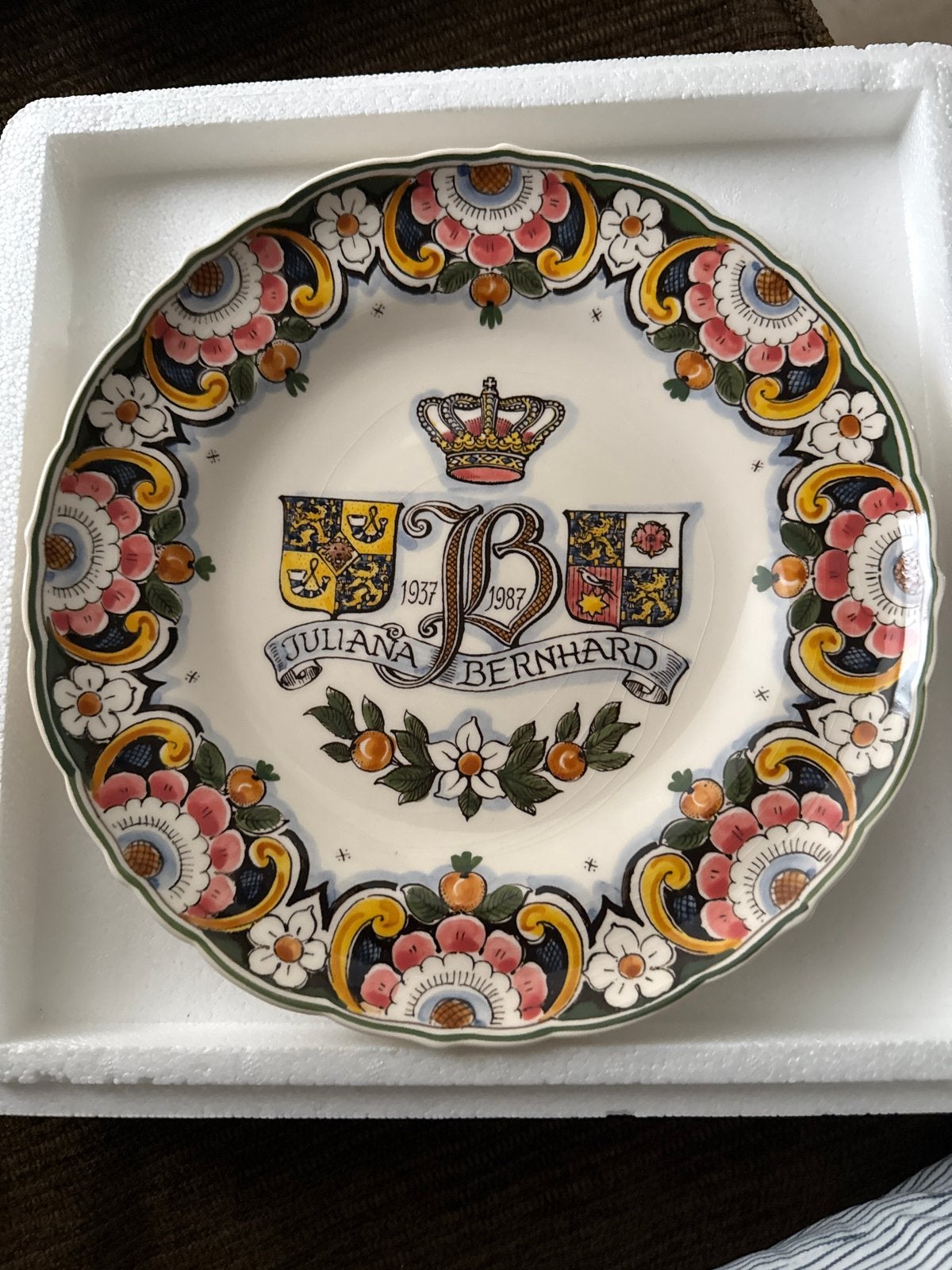 Delfts Schoonhoven Juliana & Bernhard Herdenkingsbord, Antiek en Kunst, Ophalen of Verzenden