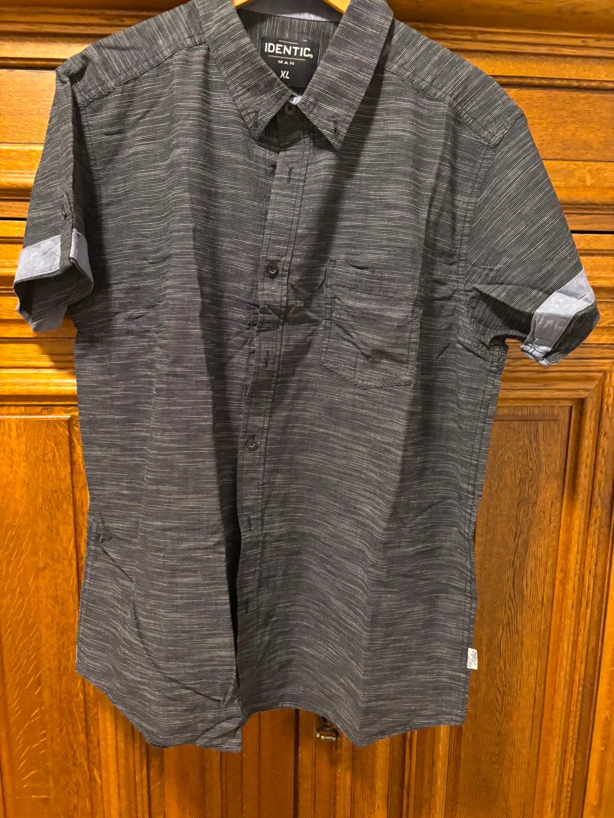 Identic Man Heren Overhemd Korte Mouw XL - Zo goed als nieuw, Verzenden, Zo goed als nieuw, Zwart, Halswijdte 43/44 (XL)