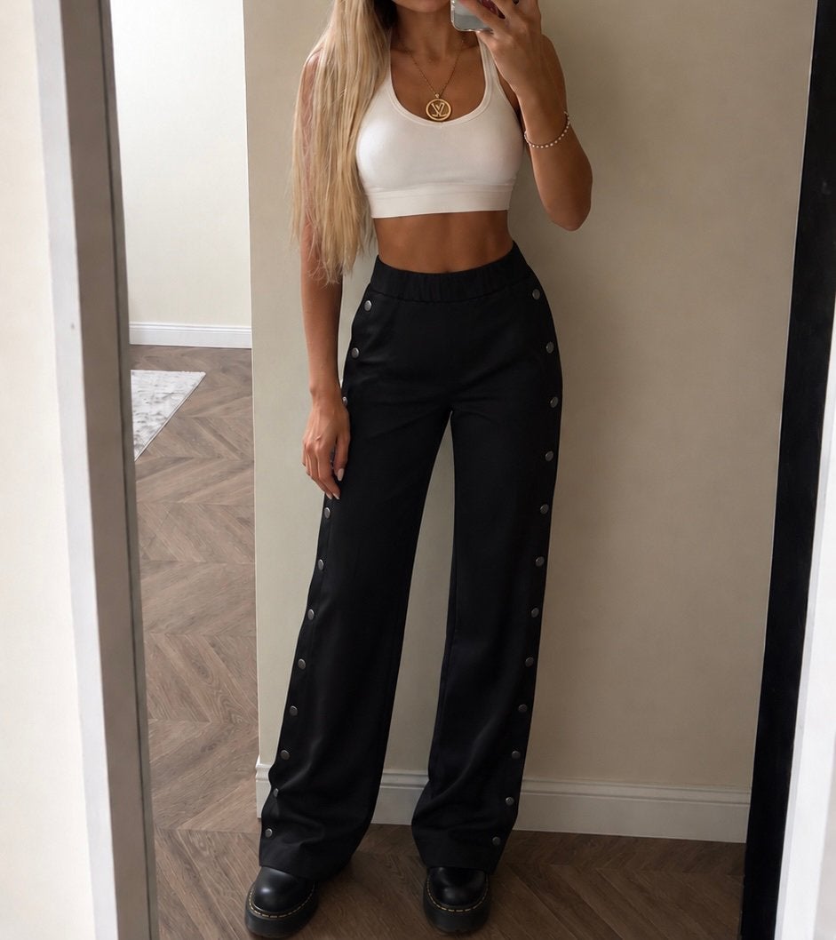 Raffaello Rossi Peaches Long zwarte pantalon met drukknopen, Verzenden, Zwart, Zo goed als nieuw, Maat 36 (S)