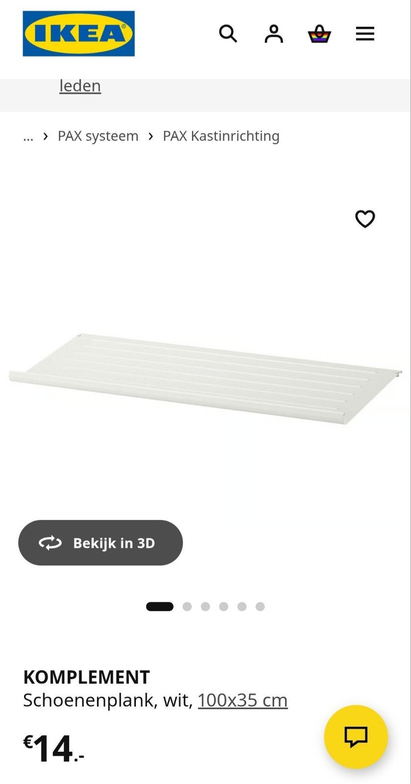 IKEA KOMPLEMENT Schoenenplank wit, 100x35 cm (2 stuks), Ophalen, Gebruikt