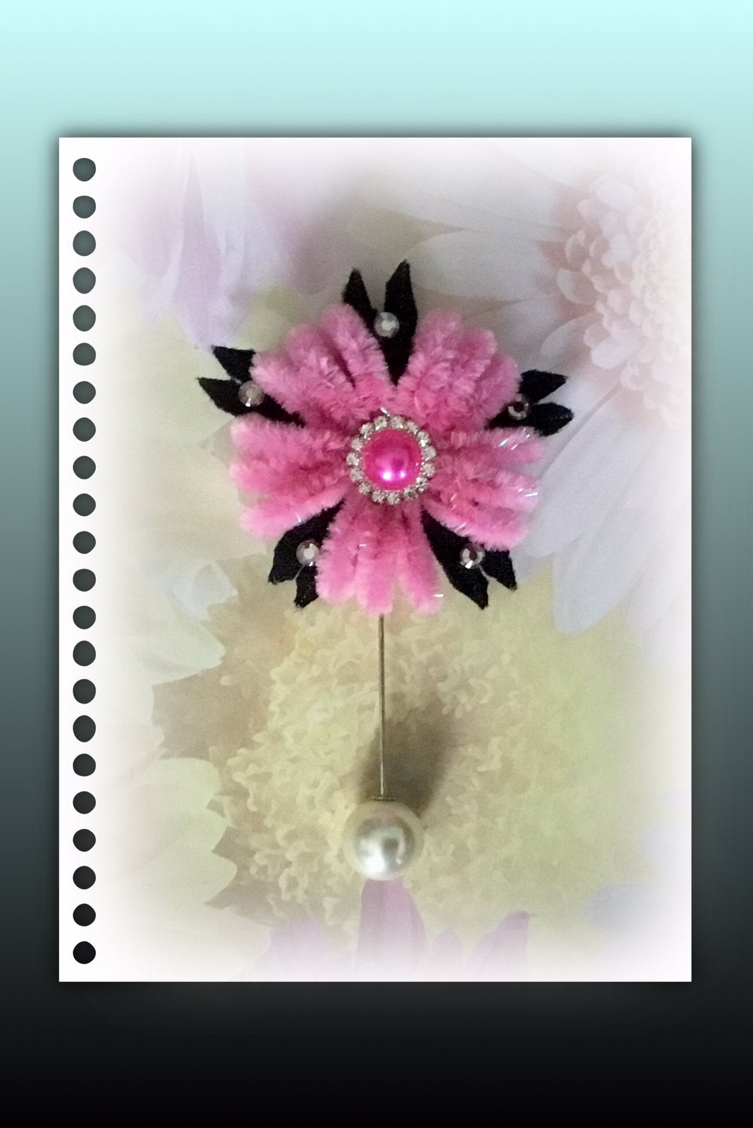 Roze bloem reversspeld  19 B, Overige materialen, 4 tot 7 cm, Verzenden, Met parel