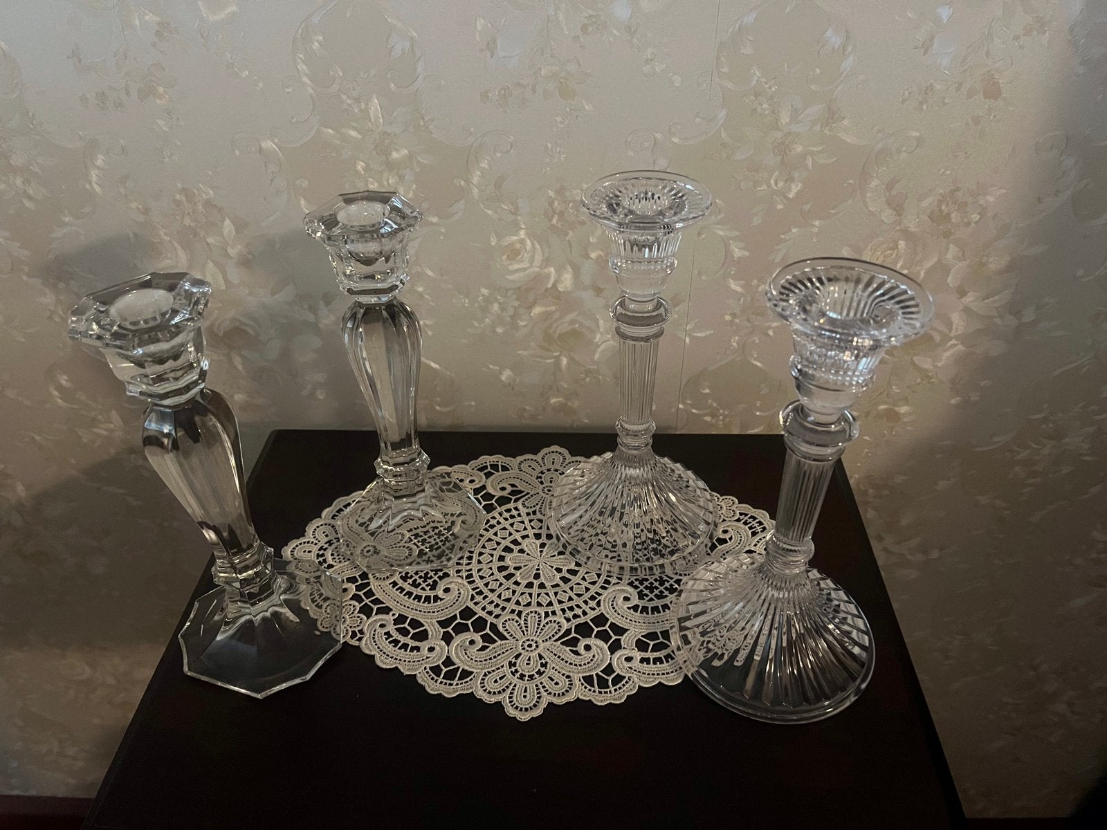 Kristallen 4-kaarsen standaard - 21 cm hoog, Antiek en Kunst, Ophalen of Verzenden, Kristal