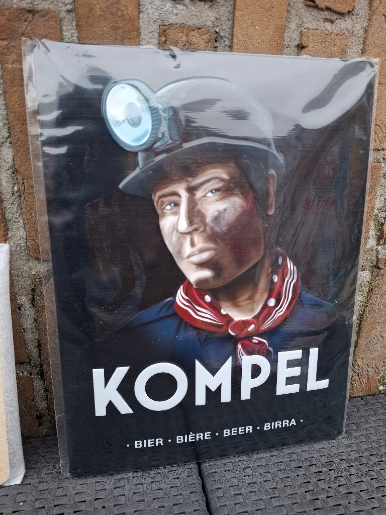 Reclamebord Belgisch bier Kompel, Verzamelen, Biermerken, Ophalen of Verzenden, Nieuw, Reclamebord, Plaat of Schild, Overige merken