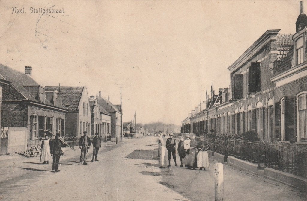 AXEL Stationstraat 1918, Verzamelen, Ansichtkaarten | Nederland, Verzenden, Voor 1920, Gelopen, Zeeland