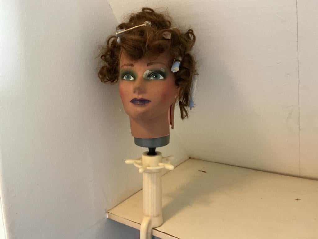 Vintage Kappershoofd / Oefenhoofd met Krulspelden, Ophalen of Verzenden, Gebruikt