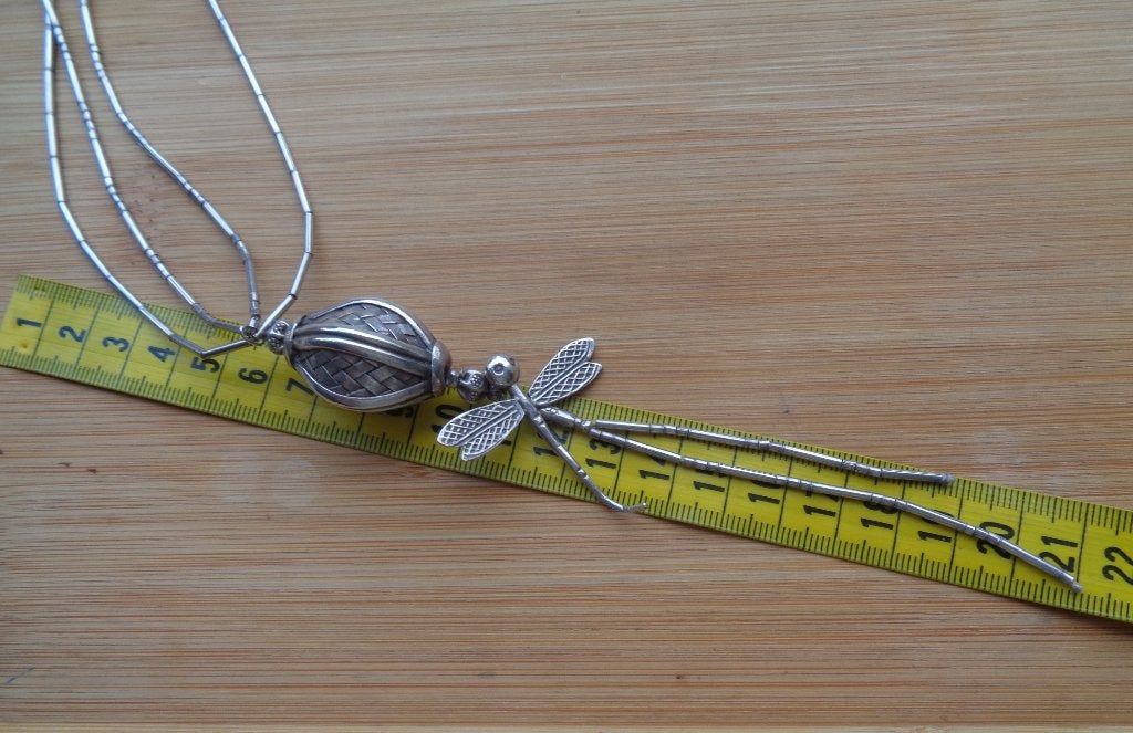 zilveren ketting Karen Hill met libelle [767], Met hanger, Verzenden, Zo goed als nieuw, Zilver