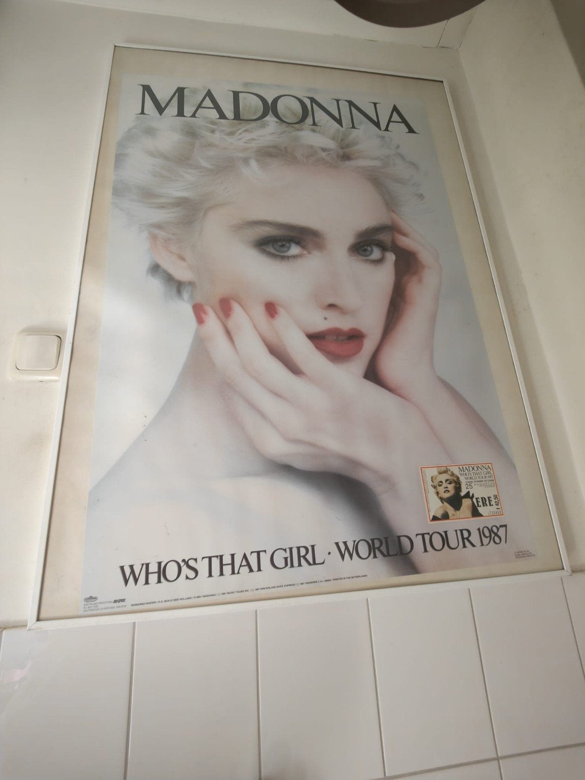 Poster Madonna who's that girl tour 1987 de kuip Rotterdam, Ophalen, Kunststof, Beige, Ingelijst werk