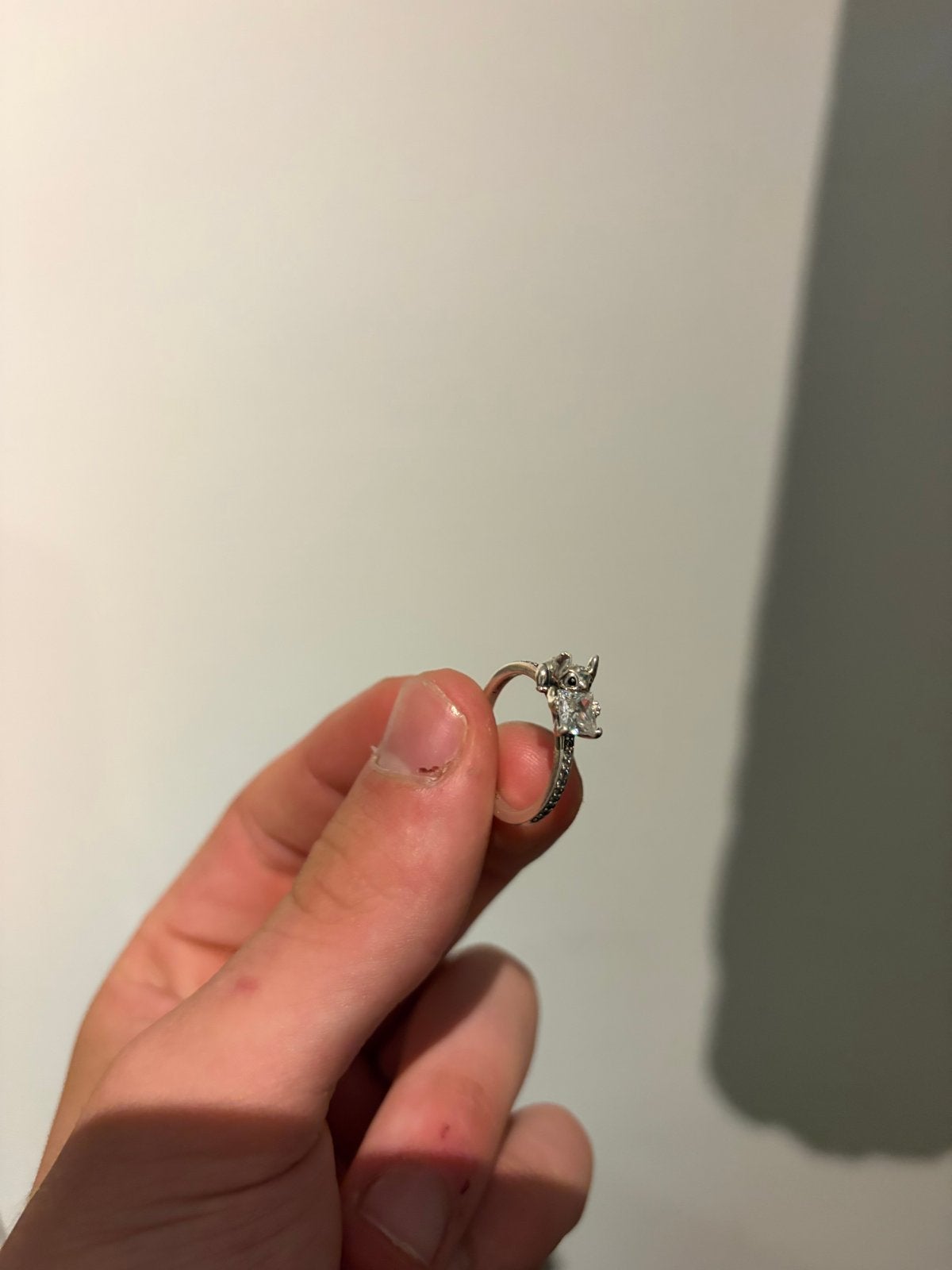 Pandora Disney Stitch Ring - Zilveren Ring met Kristal, Met kristal, Ophalen of Verzenden, Zo goed als nieuw, 17 tot 18