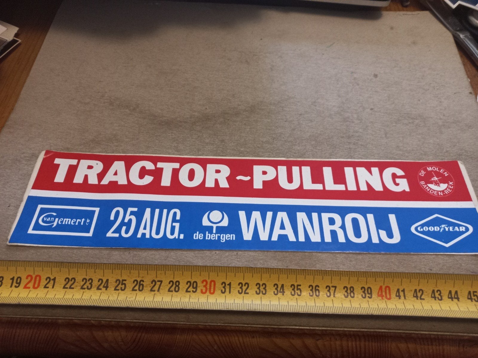 Vintage Tractor Pulling Wanroij Sticker - Goodyear, Ophalen of Verzenden, Gebruikt