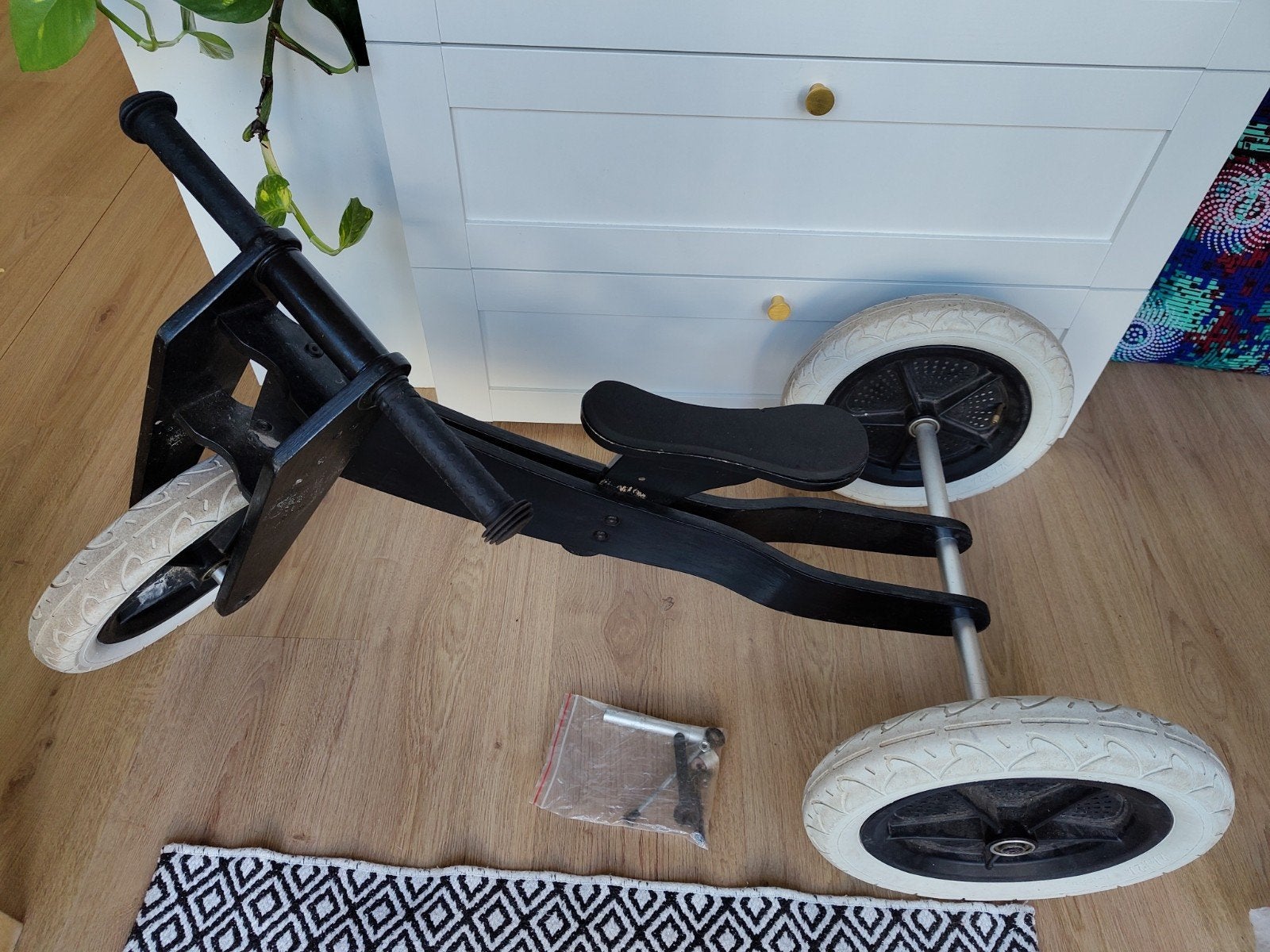 Wishbone houten driewieler trike /tweewieler bike combi loop, Ophalen, Gebruikt, Loopfiets
