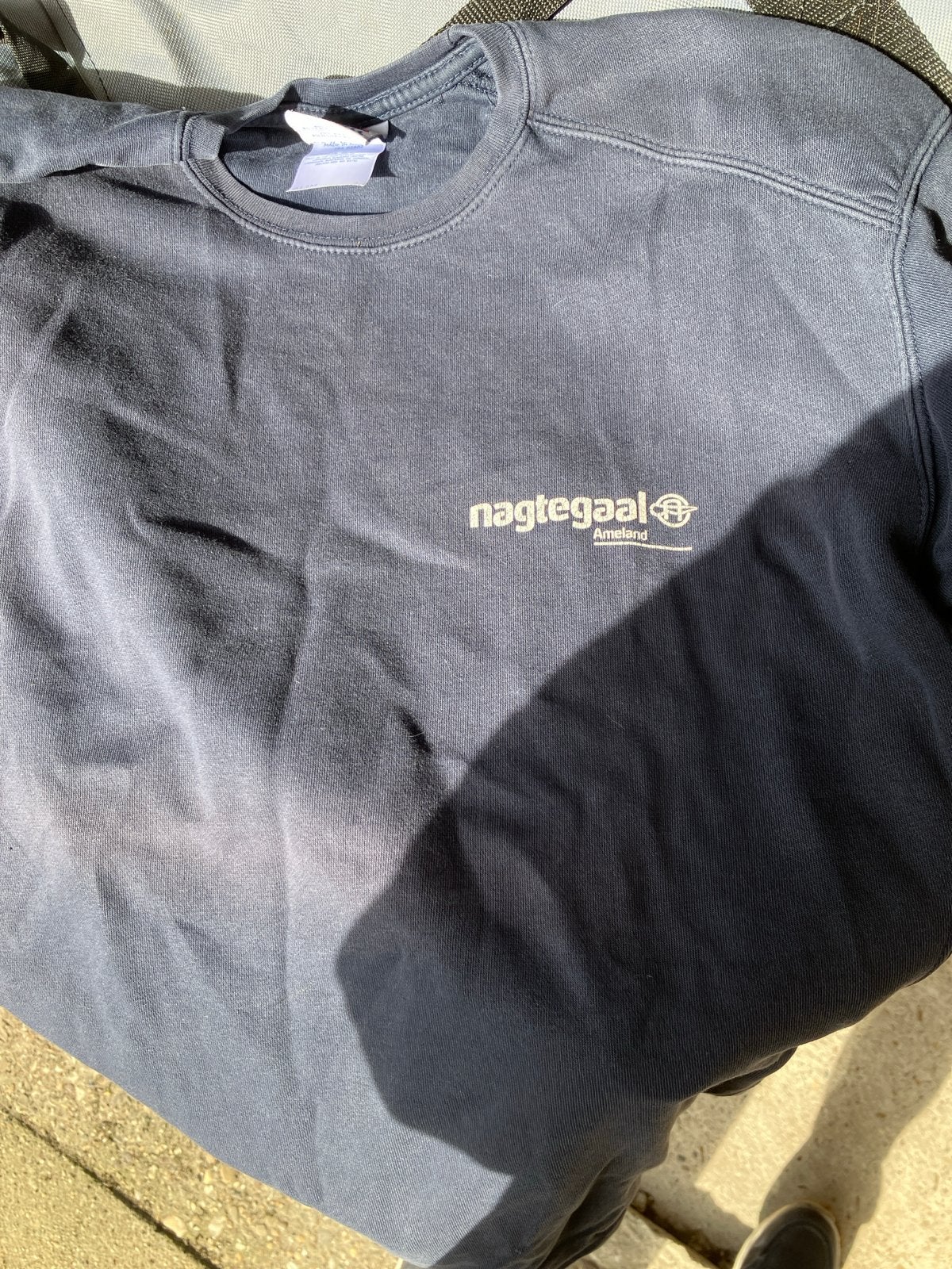 Russell sweatshirt met 'Nagtegaal Ameland' opdruk - Maat L, Ophalen of Verzenden, Gedragen, Maat 52/54 (L), Blauw