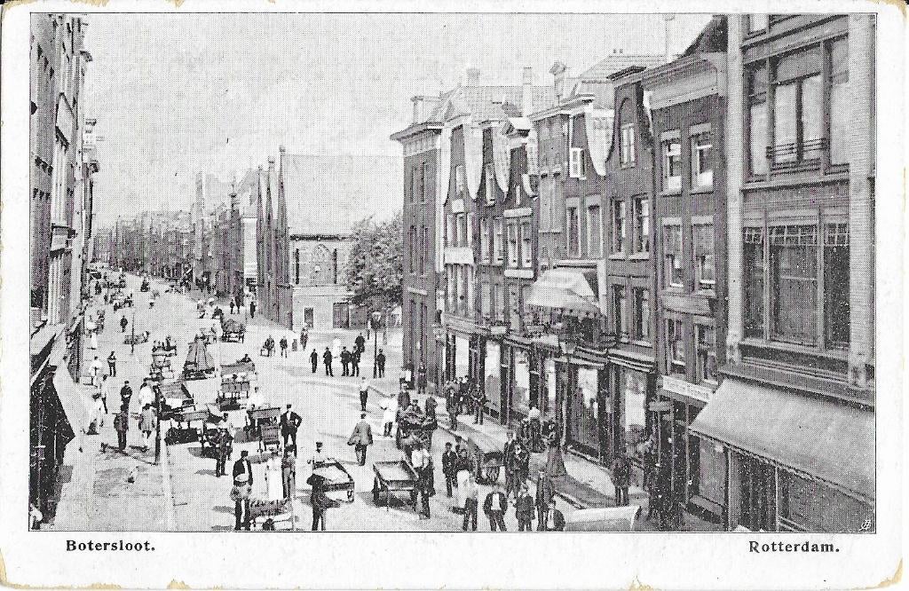 Rotterdam, Botersloot, handkar, veel volk, Verzenden, Voor 1920, Ongelopen, Zuid-Holland