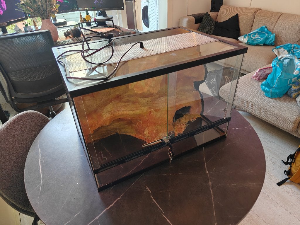 3D Terrarium 60x30x40 schuifdeur met slot, Ophalen, Zo goed als nieuw, Terrarium of Paludarium