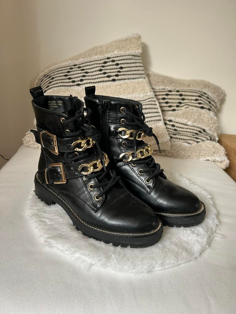 Zwarte biker boots 37 primark, Ophalen of Verzenden, Zo goed als nieuw, Zwart