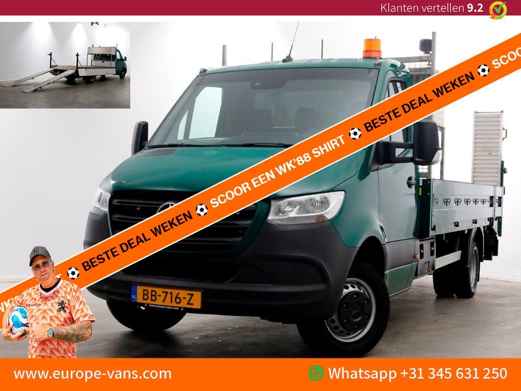 Mercedes-Benz Sprinter 516 CDI 163pk E6 Open Laadbak/Oprijwa, Auto's, Vrachtwagens, Bedrijf, Te koop, ABS, Achteruitrijcamera
