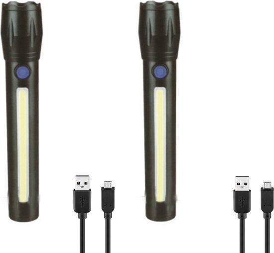Oplaadbare LED-zaklamp 1500 lumen – 2 stuks, Ophalen of Verzenden, Nieuw, Accu