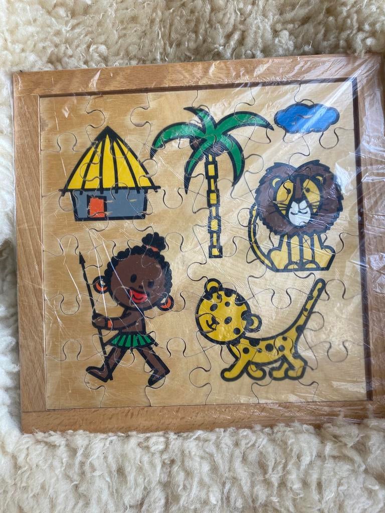 Vintage houten schoolpuzzel jaren ‘70, Ophalen of Verzenden, 10 tot 50 stukjes, Zo goed als nieuw