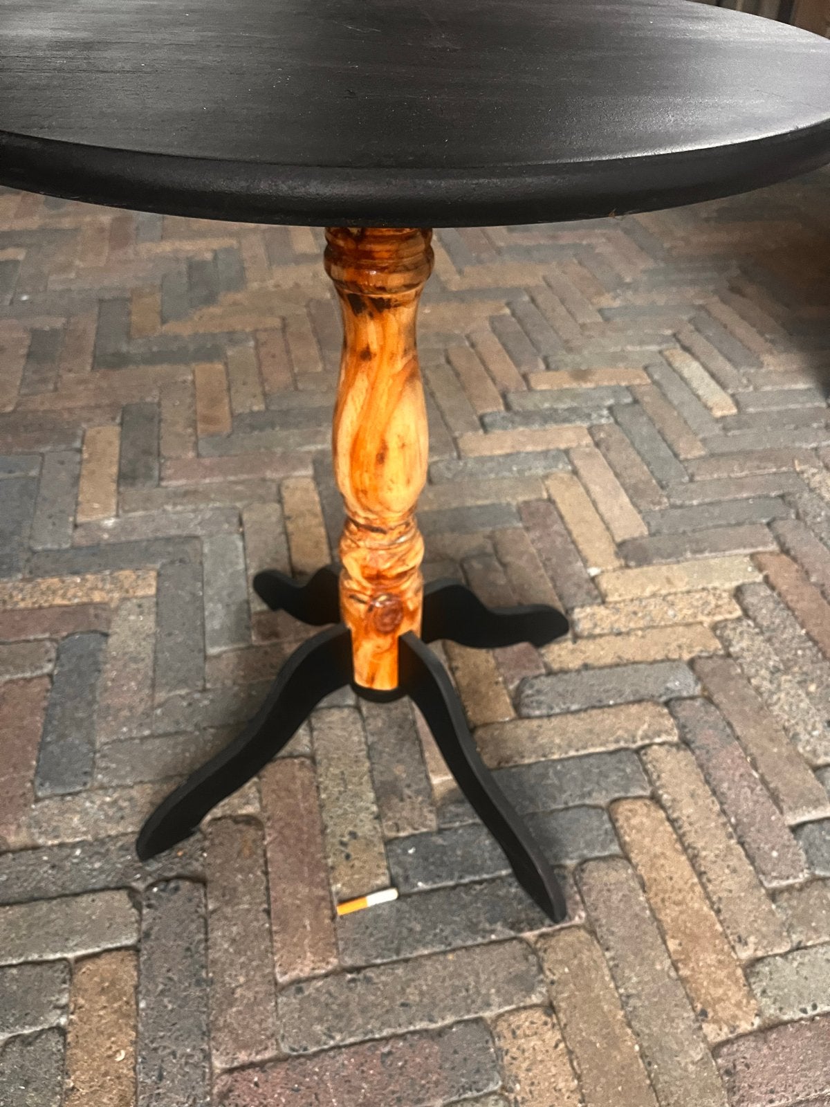 Ronde bijzettafel /wijntafeltje - Zwart/Hout, Minder dan 55 cm, Gebruikt, Rond, Hout