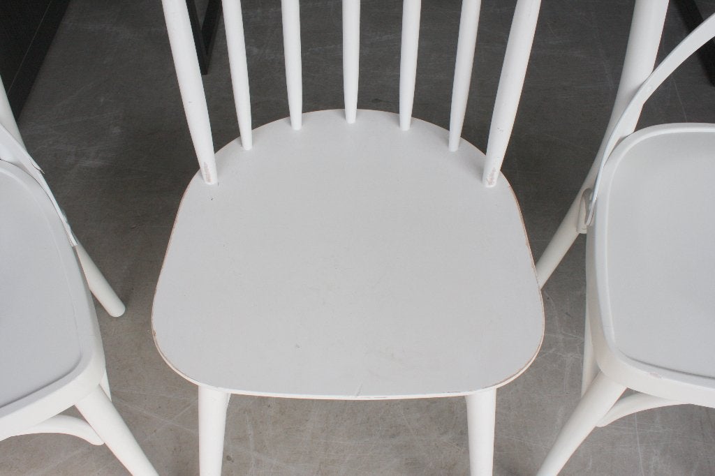 4 leuke witte houten eetkamerstoelen spijlenstoel cross, Ophalen, Gebruikt, Wit, Vier