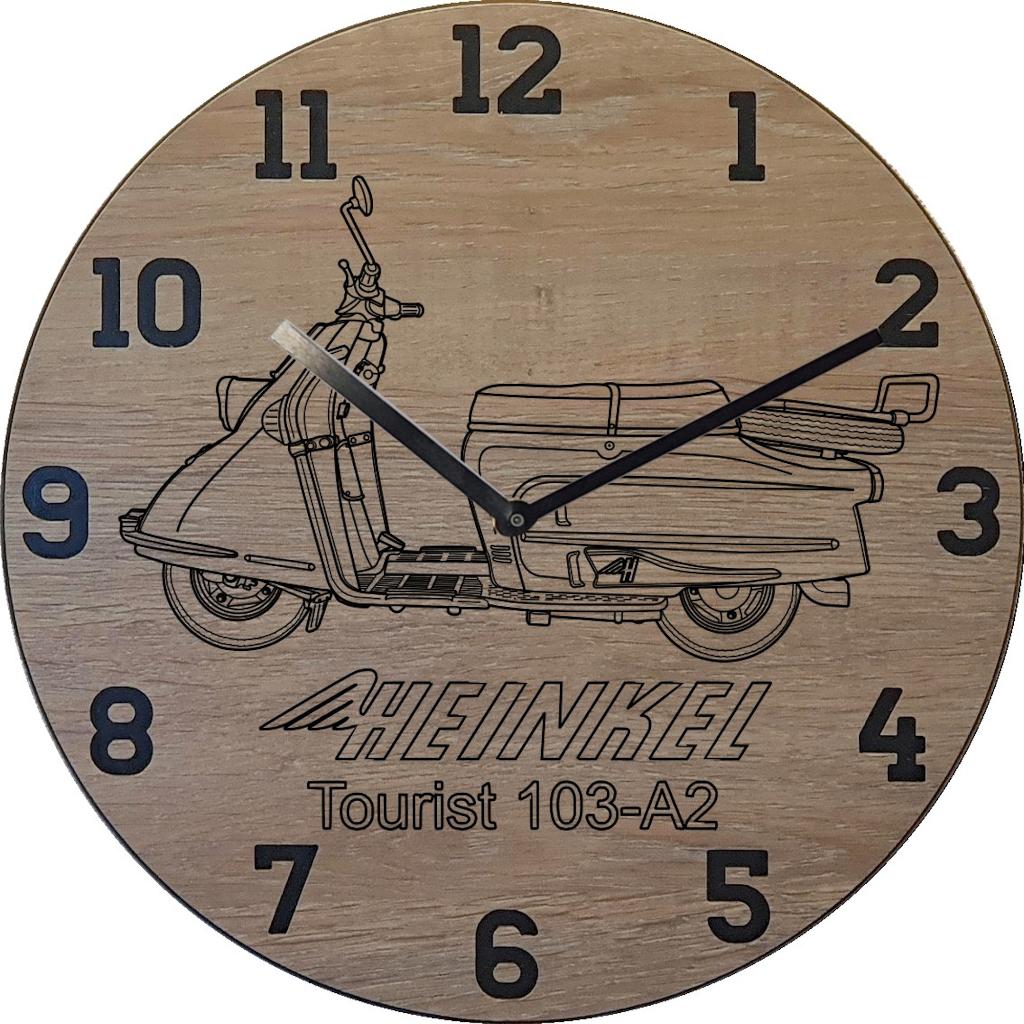 Themaklok met een scooter Heinkel 103A2, Ophalen of Verzenden, Nieuw, Wandklok
