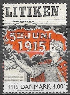 DENEMARKEN 4 Kr. zegel Millenium (II)- Vrouwenkiesrecht 2000, Ophalen of Verzenden, Denemarken, Gestempeld