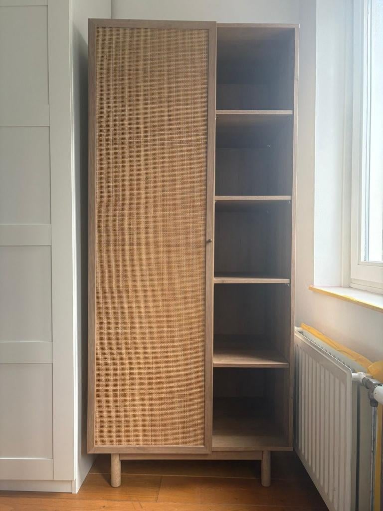 Rotan "Pavia" Kast (Made) - Zo goed als nieuw!, Ophalen, Met deur(en), Eikenhout, 50 tot 100 cm