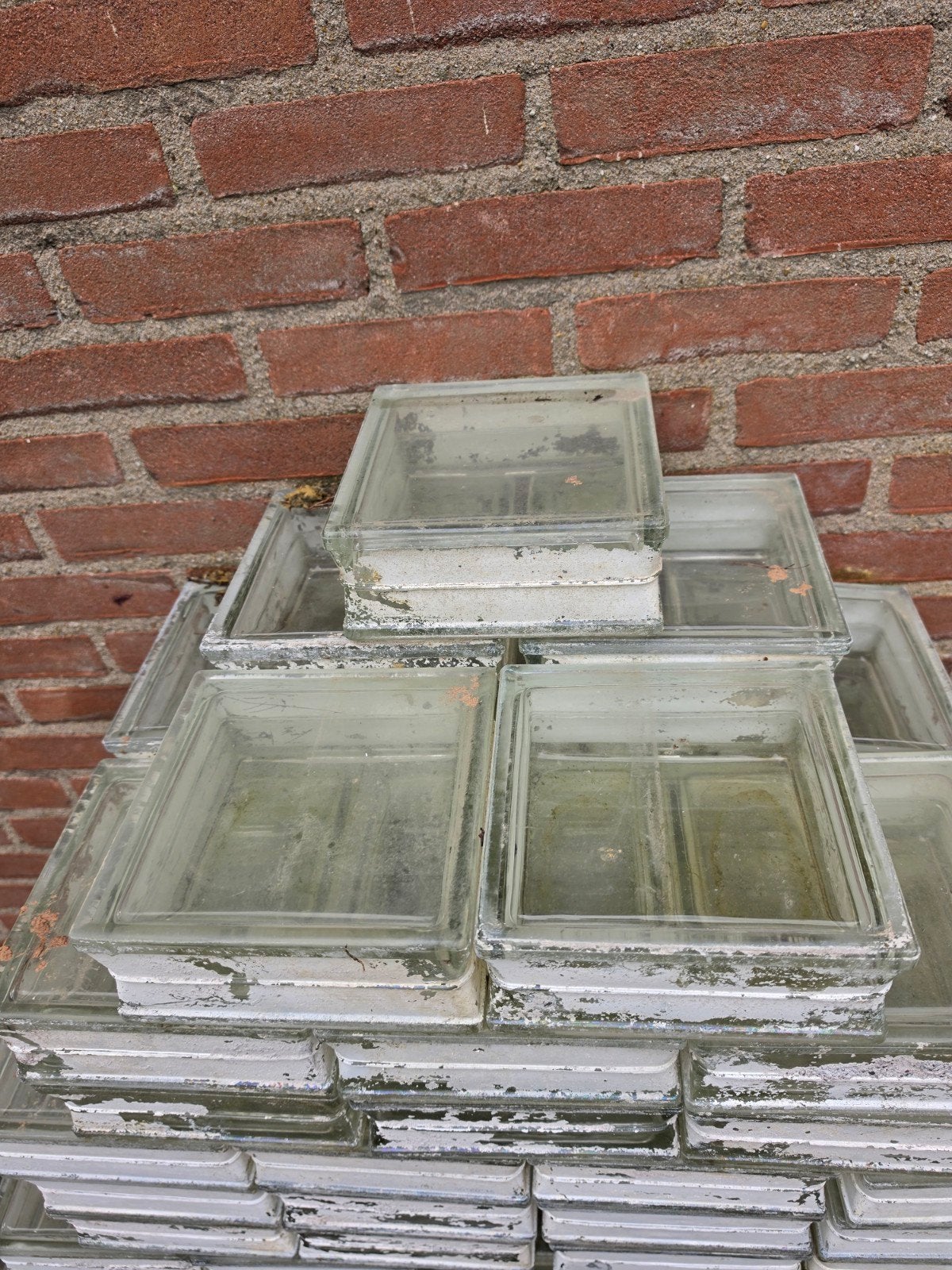 148x Glazen bouwstenen - Gebruikt, Doe-het-zelf en Verbouw, Glas en Ramen, Gebruikt, Minder dan 80 cm, Minder dan 80 cm, Overige typen
