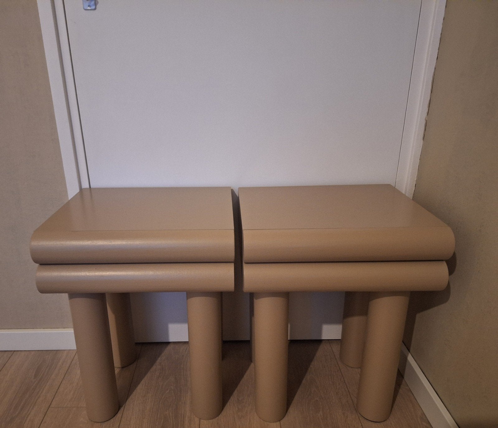 Ladekastjes / Nachtkastjes Taupe (Japandi stijl), Ophalen, Minder dan 45 cm, Zo goed als nieuw, Minder dan 55 cm