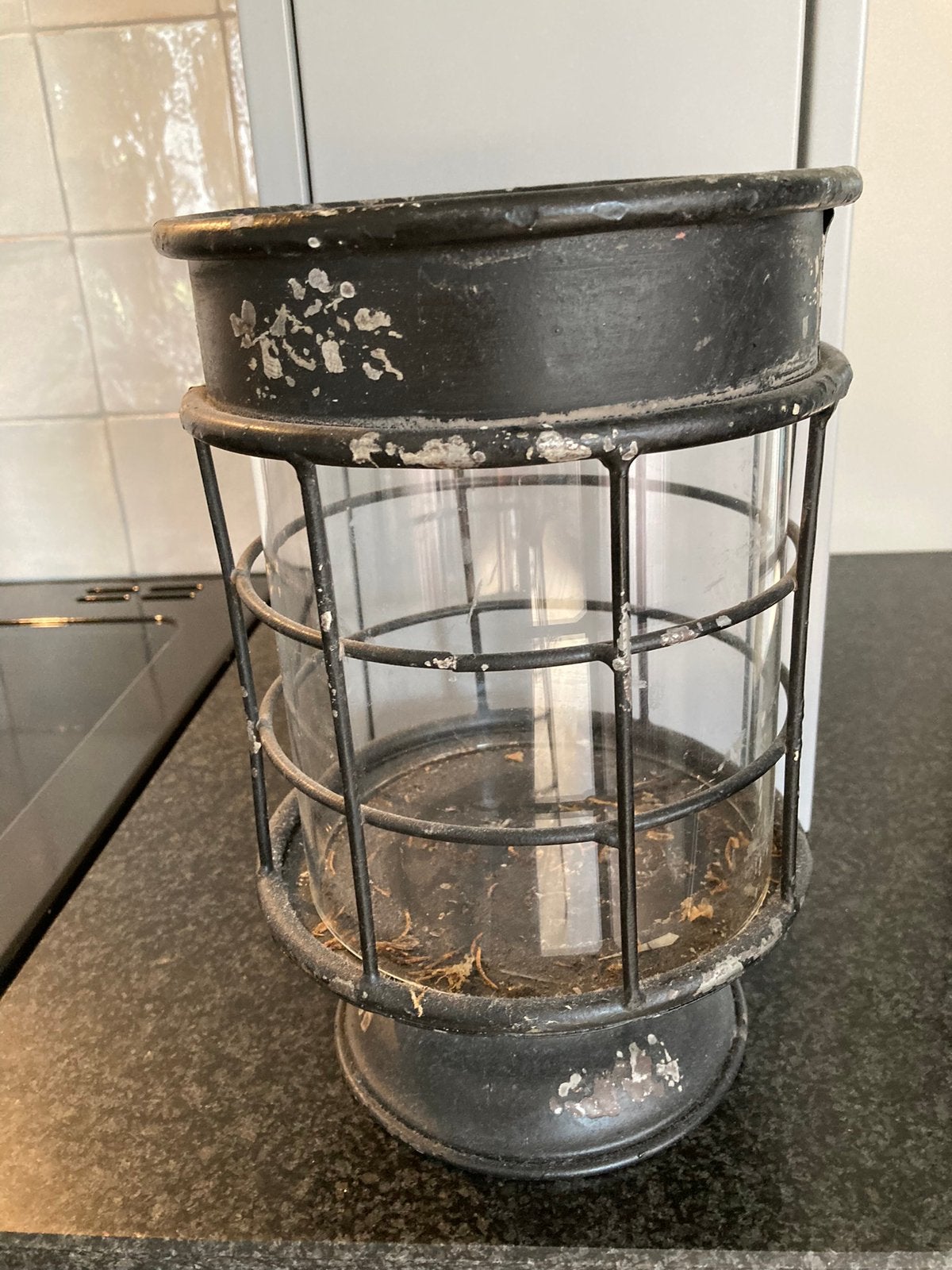 Landelijk windlicht, Ophalen, Gebruikt, Zwart, Metaal