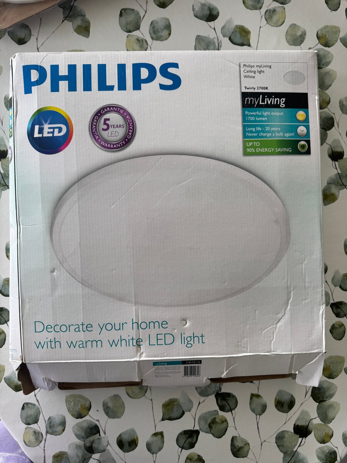 Philips myLiving Twirly LED Plafondlamp 2700K 1700lm, Inclusief lichtbron, Nieuw, Ophalen of Verzenden, Wit