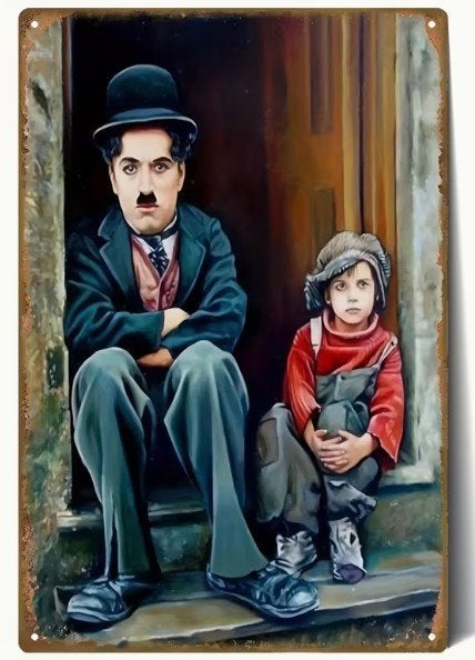 Metalen wandbord met Charlie Chaplin., Verzenden, Nieuw, Film, Overige typen
