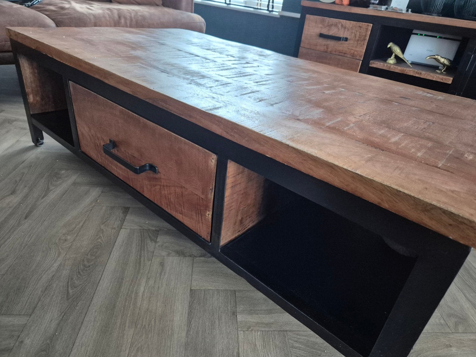 mango houten salontafel, Huis en Inrichting, Tafels | Salontafels, Ophalen of Verzenden, Rechthoekig, 100 tot 150 cm, 50 tot 100 cm