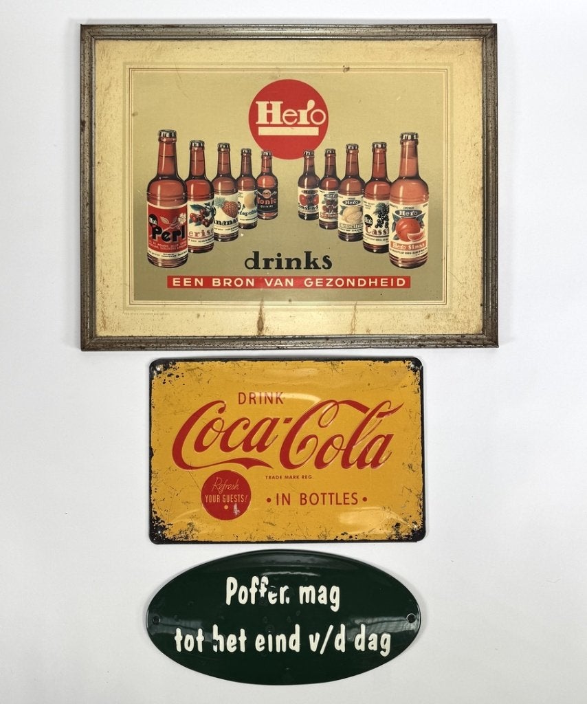 340. Reclameborden - Coca-Cola, Hero en Poffen, 20e eeuw, Ophalen