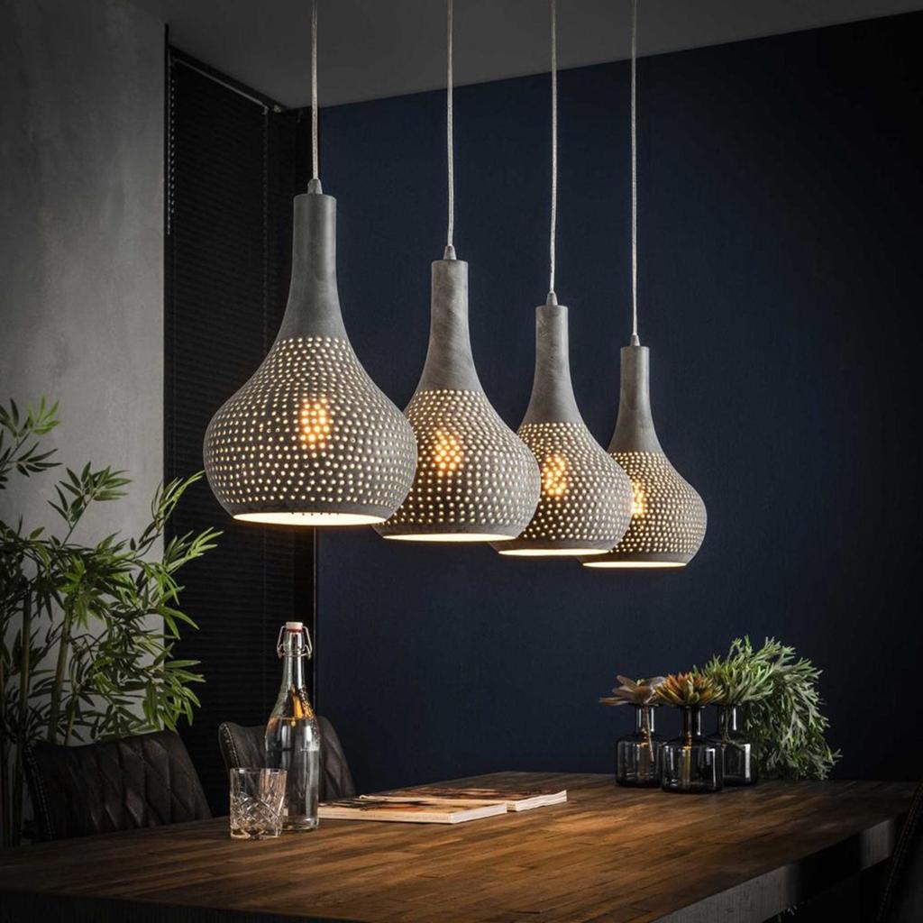 Hanglamp 4 lichtbronnen geperforeerde gaatjes metaal, Huis en Inrichting, Lampen | Hanglampen, Ophalen, 50 tot 75 cm, Zo goed als nieuw