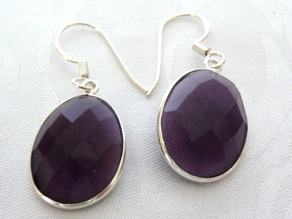 Prachtige Amethist oorbellen - Checkerboard geslepen, Sieraden, Tassen en Uiterlijk, Hangers, Paars, Nieuw, Ophalen of Verzenden