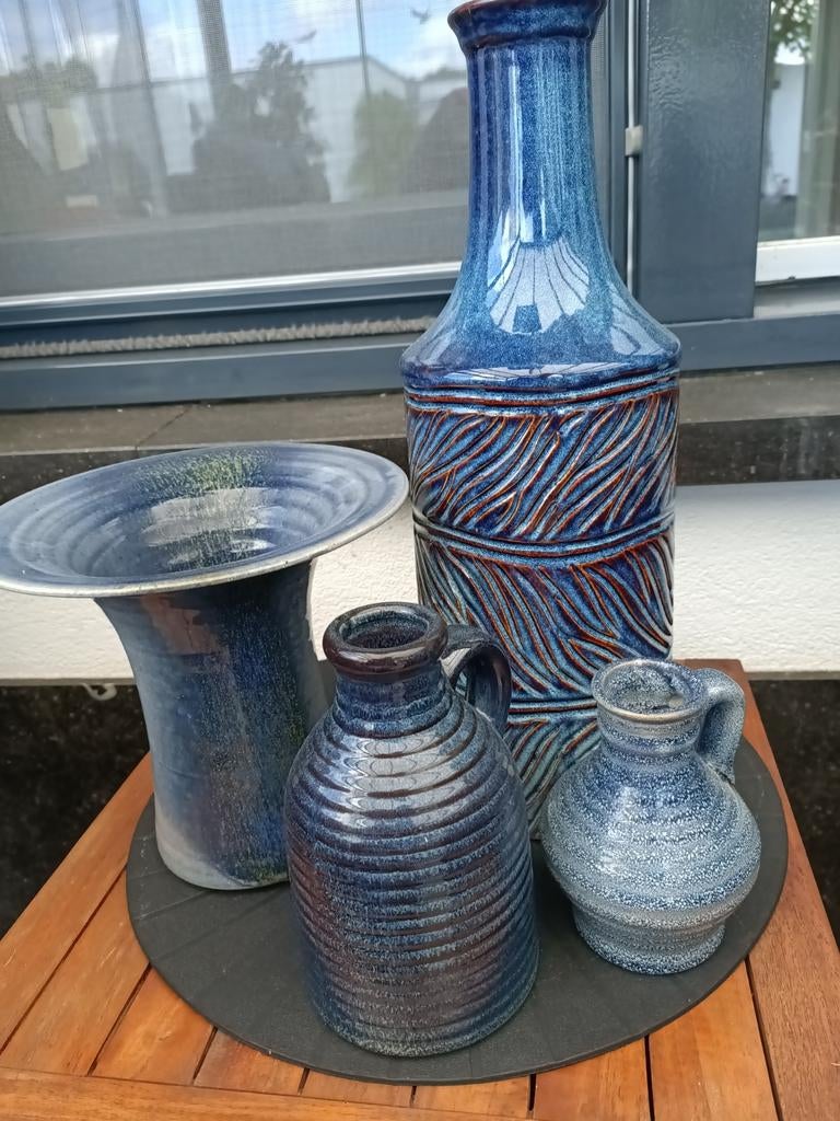 Blauwe vazen, Ophalen, Blauw, Glas, Minder dan 50 cm