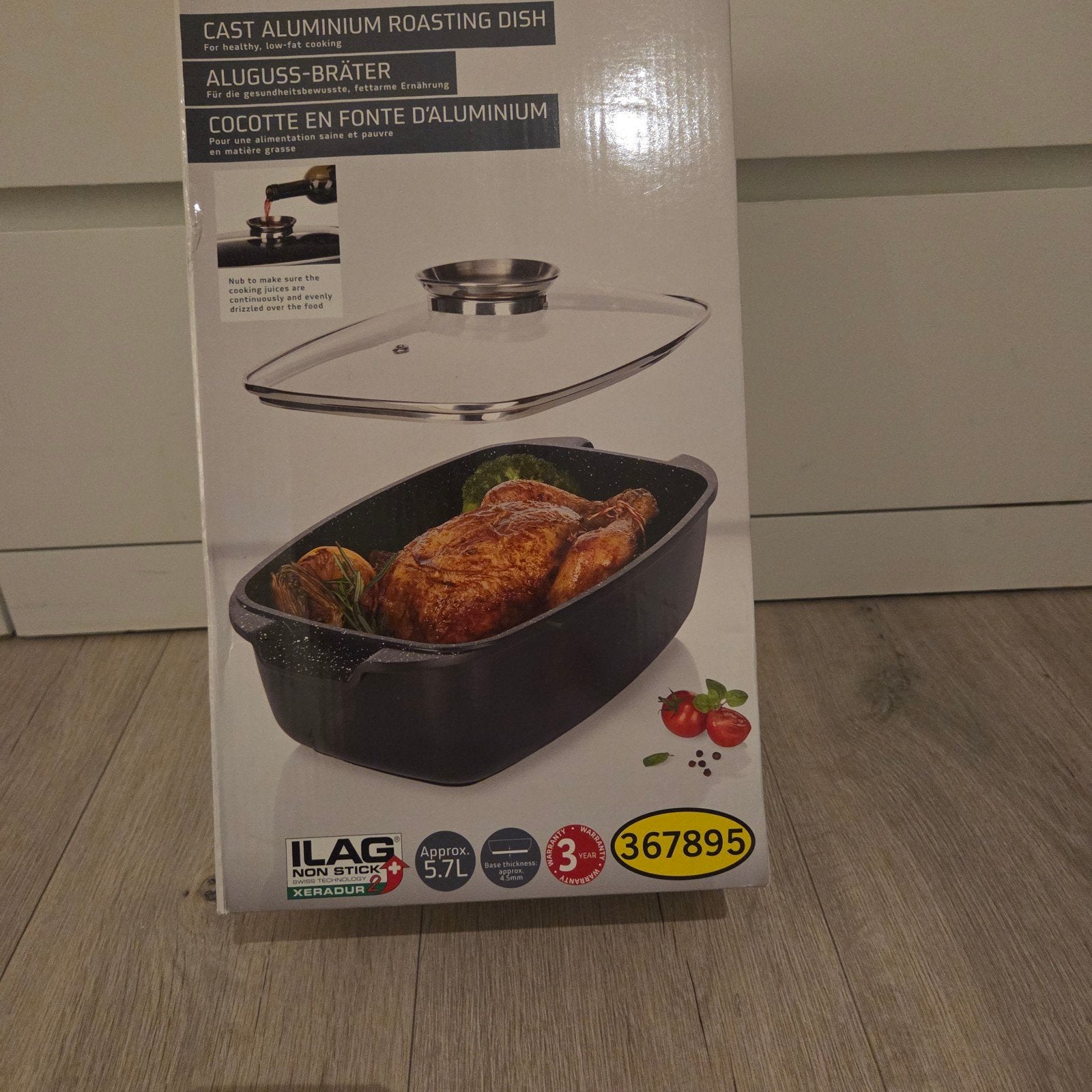 Gietaluminium braadslede met deksel - 39x22x15.7cm, Huis en Inrichting, Keuken | Keukenbenodigdheden, Nieuw, Overige typen, Metaal