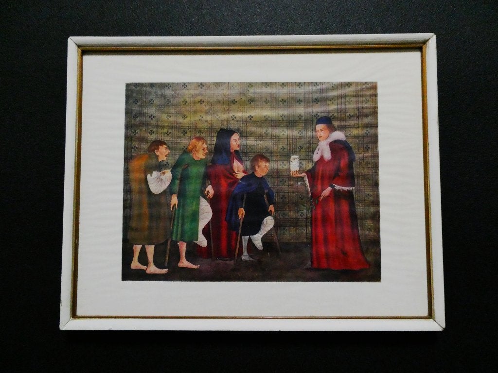Prent Priester geeft de Zalving aan de zieken ziekenzalving, Antiek en Kunst, Ophalen of Verzenden