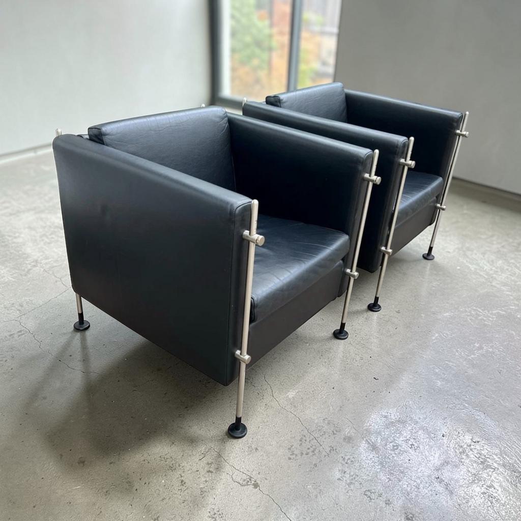 Arflex Felix fauteuils – Burkhard Vogtherr - setprijs, Huis en Inrichting, Fauteuils, Gebruikt, Leer, 50 tot 75 cm, 75 tot 100 cm