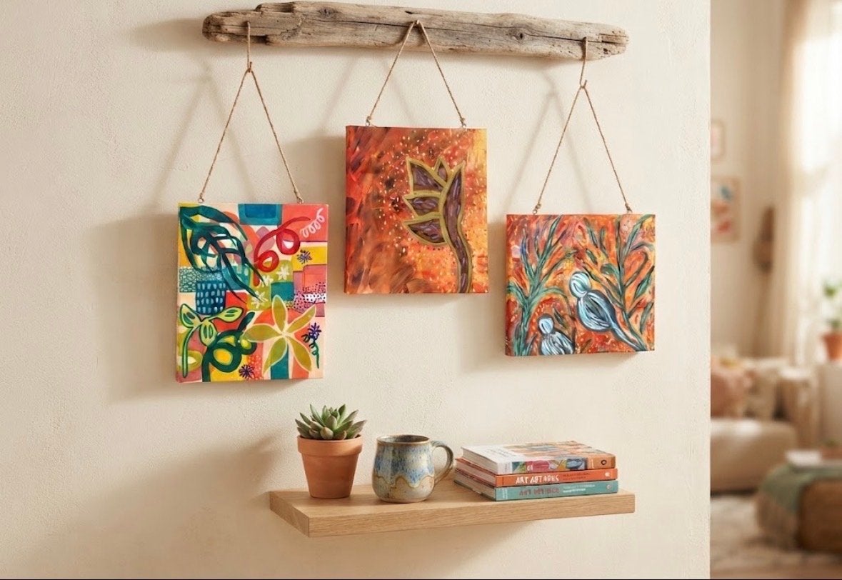 Set van 3 handgeschilderde kunstwerken, Ophalen of Verzenden