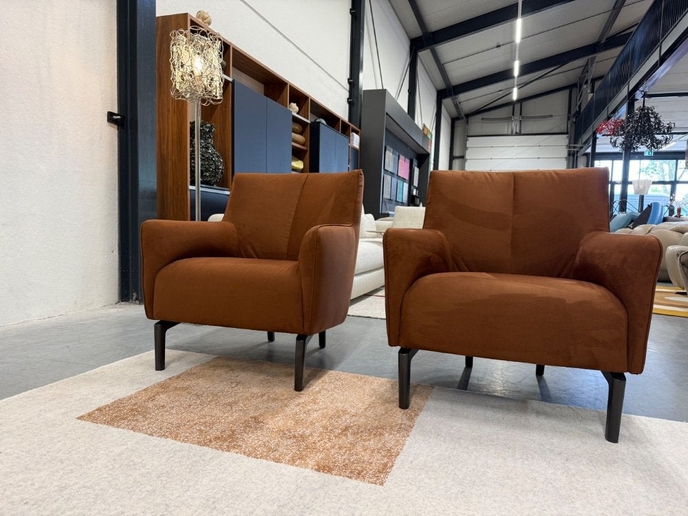 2 Nieuw Leolux Evidence Santosa Fauteuil Bruin stof design, Huis en Inrichting, Leolux, Info@leolux.nl, Nieuw, 75 tot 100 cm
