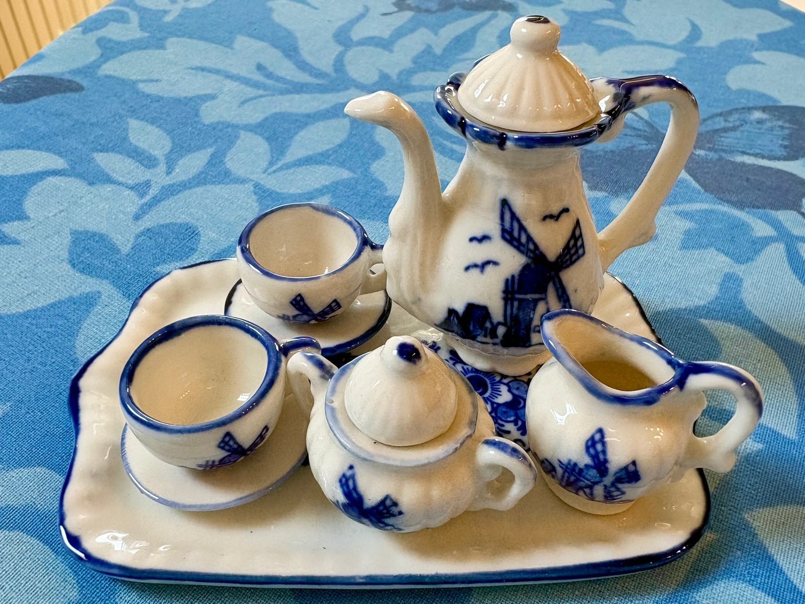 Miniatuur Delfts‑blauw theeserviesje, Ophalen of Verzenden