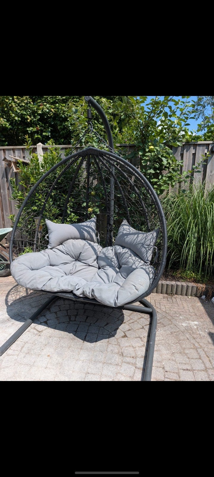 2-persoons Egg Chair met Kussens., Ophalen, Gebruikt, Wicker