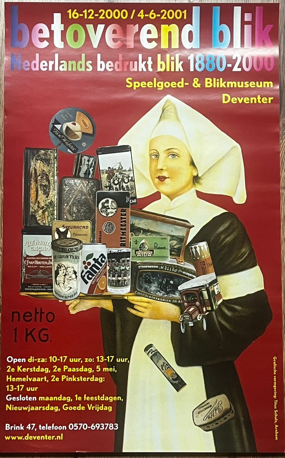 affiche tentoonstelling 2000 blikken Deventer Droste Pette, Ophalen of Verzenden, Zo goed als nieuw, Overige typen