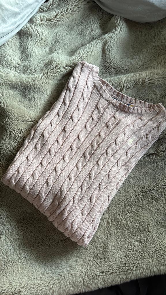Roze gebreide polo trui van Ralph Lauren, Verzenden, Zo goed als nieuw, Maat 36 (S), Roze