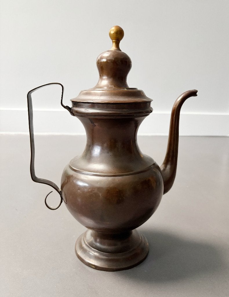 Antieke roodkoperen schenkkan / koffiepot met los deksel, Antiek en Kunst, Ophalen, Koper