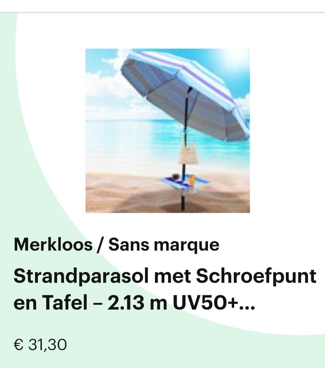 Grote strandparasol 210cm nieuw in doos, Ophalen, Verstelbaar, Nieuw, 2 tot 3 meter