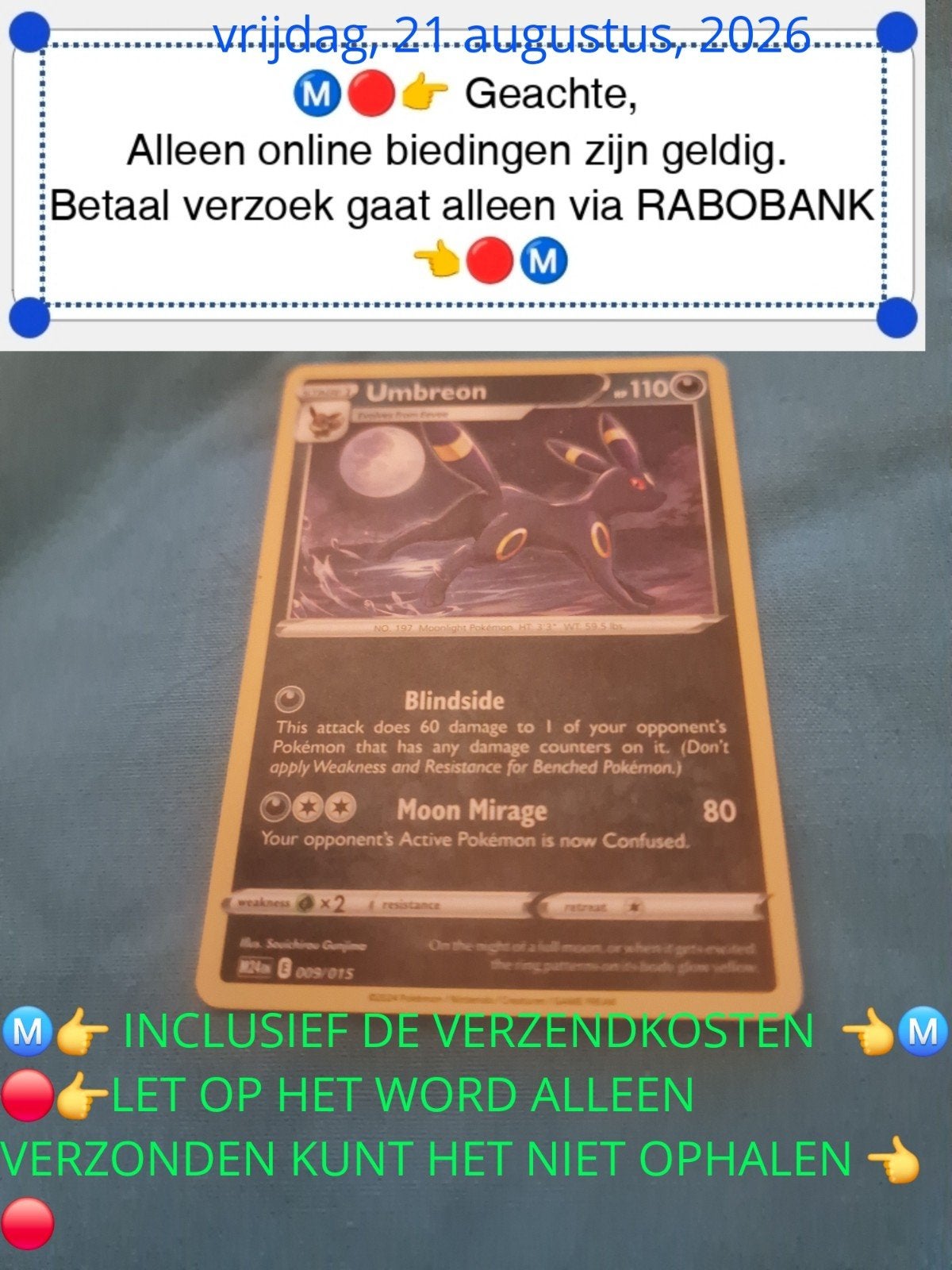 Umbreon #009/015, Verzenden, Losse kaart